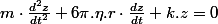 m\cdot\frac{d^{2}z}{dt^{2}}+6\pi.\eta.r\cdot\frac{dz}{dt}+k.z=0