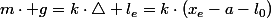 m\cdot g=k\cdot\triangle l_{e}=k\cdot\left(x_{e}-a-l_{0}\right)