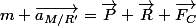 m \vec{a_{M/R'}}=\vec{P}+\vec{R}+\vec{F_C}