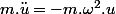 m.\ddot{u}=-m.\omega^{2}.u