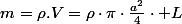 m=\rho.V=\rho\cdot\pi\cdot\frac{a^{2}}{4}\cdot L