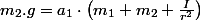 m_{2}.g=a_{1}\cdot\left(m_{1}+m_{2}+\frac{I}{r^{2}}\right)
