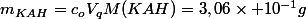m_{KAH}=c_{o}V_{q}M(KAH)=3,06\times 10^{-1}g