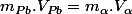 m_{Pb}.V_{Pb}=m_{\alpha}.V_{\alpha}