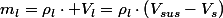 m_{l}=\rho_{l}\cdot V_{l}=\rho_{l}\cdot\left(V_{sus}-V_{s}\right)