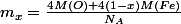 m_{x}=\frac{4M(O)+4\left(1-x\right)M(Fe)}{N_{A}}