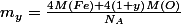 m_{y}=\frac{4M(Fe)+4\left(1+y\right)M(O)}{N_{A}}