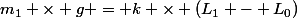 m_1 \times g = k \times (L_1 - L_0)