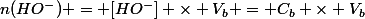 n(HO^-) = [HO^-] \times V_b = C_b \times V_b