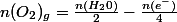 n(O_{2})_{g}=\frac{n(H_{2}0)}{2}-\frac{n(e^{-})}{4}