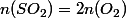 n(SO_2)=2n(O_2)