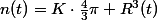 n(t)=K\cdot\frac{4}{3}\pi R^{3}(t)$