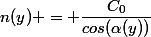 n(y) = \dfrac{C_0}{cos(\alpha(y))}