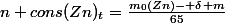 n cons(Zn)_t=\frac{m_0(Zn)- \delta m}{65}