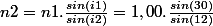 n2=n1.\frac{sin(i1)}{sin(i2)}=1,00.\frac{sin(30)}{sin(12)}