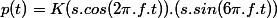 p(t)=K(s.cos(2\pi.f.t)).(s.sin(6\pi.f.t))