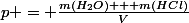 p = \frac{m(H_2O) + m(HCl)}{V}