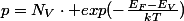 p=N_{V}\cdot exp(-\frac{E_{F}-E_{V}}{kT})