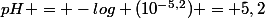 pH = -log (10^{-5,2}) = 5,2