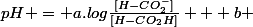 pH = a.log\frac{[H-CO_{2}^{-}]}{[H-CO_{2}H]} + b 