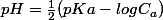pH=\frac{1}{2}(pKa-logC_a)