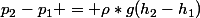 p_2-p_1 = \rho*g(h_2-h_1)