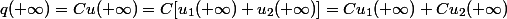q(+\infty)=Cu(+\infty)=C[u_1(+\infty)+u_2(+\infty)]=Cu_1(+\infty)+Cu_2(+\infty)