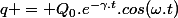 q = Q_0.e^{-\gamma.t}.cos(\omega.t)