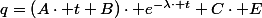 q=\left(A\cdot t+B\right)\cdot e^{-\lambda\cdot t}+C\cdot E