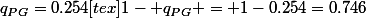 q_{PG}=0.254[tex]1- q_{PG} = 1-0.254=0.746
