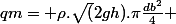 qm= \rho.\sqrt(2gh).\pi\frac{db^2}{4} 