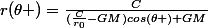 r(\theta )=\frac{C}{(\frac{C}{r_0}-GM)cos(\theta )+GM}