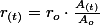 r_{(t)}=r_{o}\cdot\frac{A_{(t)}}{A_{o}}