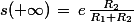 s(+\infty)\,=\,e\,\frac{R_2}{R_1+R_2}