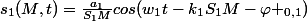 s_{1}(M,t)=\frac{a_{1}}{S_{1}M}cos(w_{1}t-k_{1}S_{1}M-\varphi _{0,1})