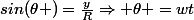 sin(\theta )=\frac{y}{R}\Rightarrow \theta =wt