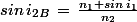 sin\,i_{2B}\,=\,\frac{n_1 sin\,i_1}{n_2}
