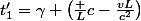 t'_1=\gamma \left(\frac Lc-\frac{vL}{c^2}\right)
