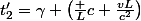 t'_2=\gamma \left(\frac Lc+\frac{vL}{c^2}\right)