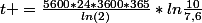 t =\frac{5600*24*3600*365}{ln(2)}*ln\frac{10}{7,6}