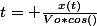 t= \frac{x(t)}{Vo*cos(\alhpa)}