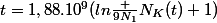 t=1,88.10^9(ln\frac {9N_1}{N_K(t)}+1)