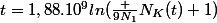 t=1,88.10^9ln(\frac {9N_1}{N_K(t)}+1)