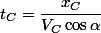 t_{C}=\dfrac{x_{C}}{V_{C}\cos\alpha}