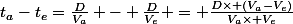 t_{a}-t_{e}=\frac{D}{V_{a}} - \frac{D}{V_{e}} = \frac{D\times (V_{a}-V_{e})}{V_{a}\times V_{e}}