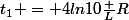 t_1 = 4ln10\frac {L}{R}