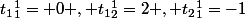 t_1_1^1= 0 , t_1_2^1=2 , t_2_1^1=-1