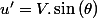 u'=V.\sin\left(\theta\right)