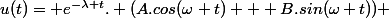 u(t)= e^{-\lambda t}. (A.cos(\omega t) + B.sin(\omega t)) 