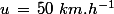 u\,=\,50\,\,km.h^{-1}
